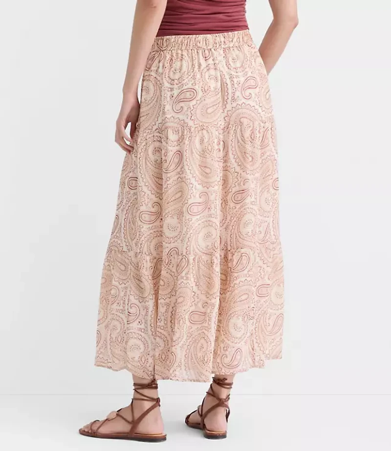Petite Paisley Tiered Maxi Skirt