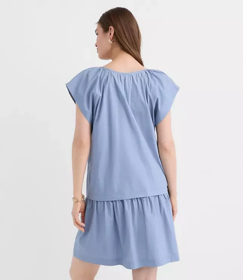 Petite Poplin Flutter Mini Pocket Dress