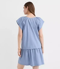 Petite Poplin Flutter Mini Pocket Dress