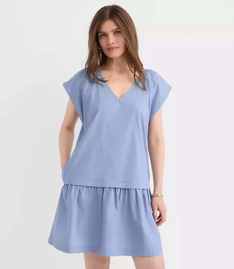 Petite Poplin Flutter Mini Pocket Dress