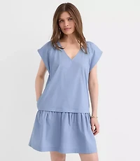 Petite Poplin Flutter Mini Pocket Dress