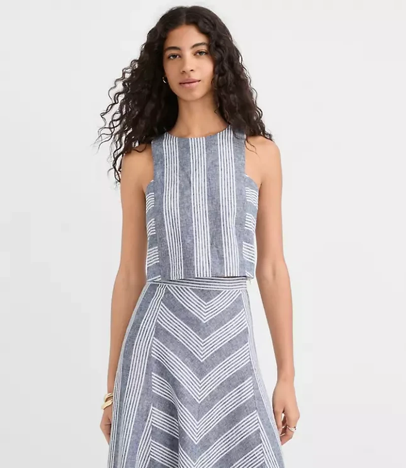 Petite Striped Linen Cotton Shell
