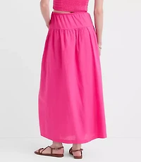 Petite LOFT Beach Linen Cotton Drawstring Maxi Pocket Skirt