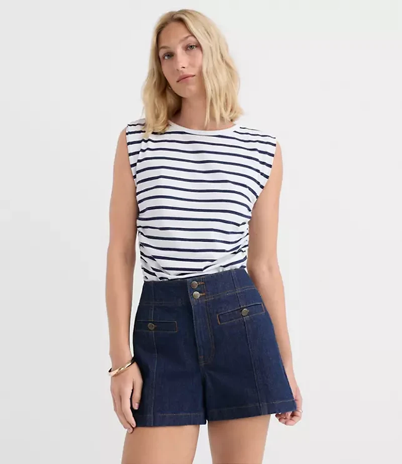 Petite Stripe Ruched Tank Top