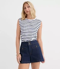 Petite Stripe Ruched Tank Top