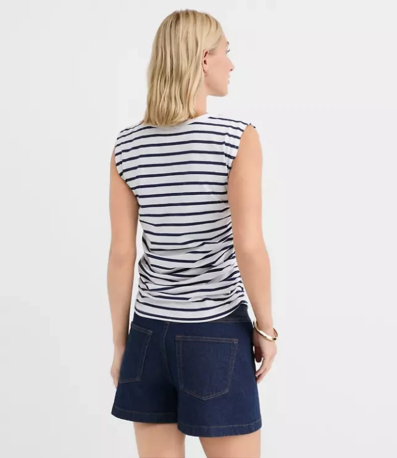Petite Stripe Ruched Tank Top