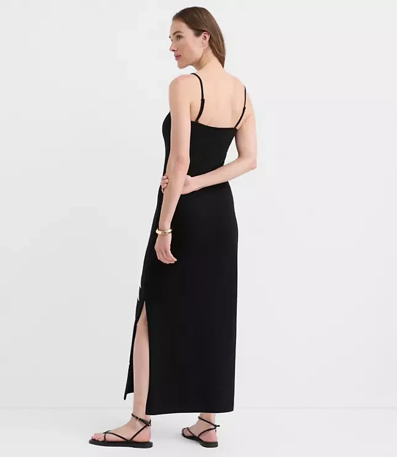 Petite LOFT Beach Palm Strapless Maxi Dress