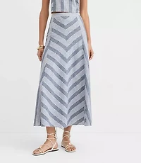 Petite Chevron Linen Blend Midi Skirt