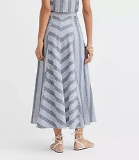 Petite Chevron Linen Blend Midi Skirt