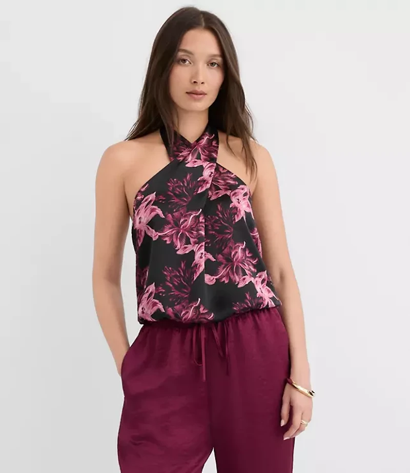 Lily Satin Wrap Halter Top