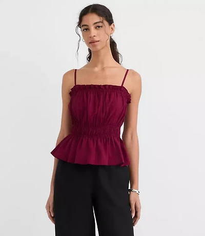 Petite Ruffle Smocked Waist Cami