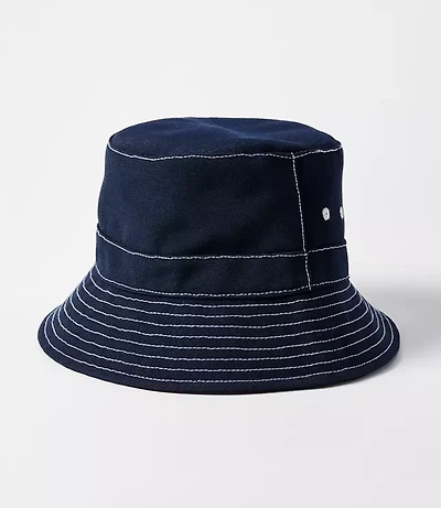 Topstitched Canvas Bucket Hat