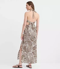 Petite LOFT Beach Wave Linen Cotton Cutout Halter Maxi Dress