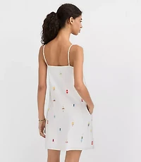Petite Nautical Linen Cotton Strappy Mini Pocket Dress