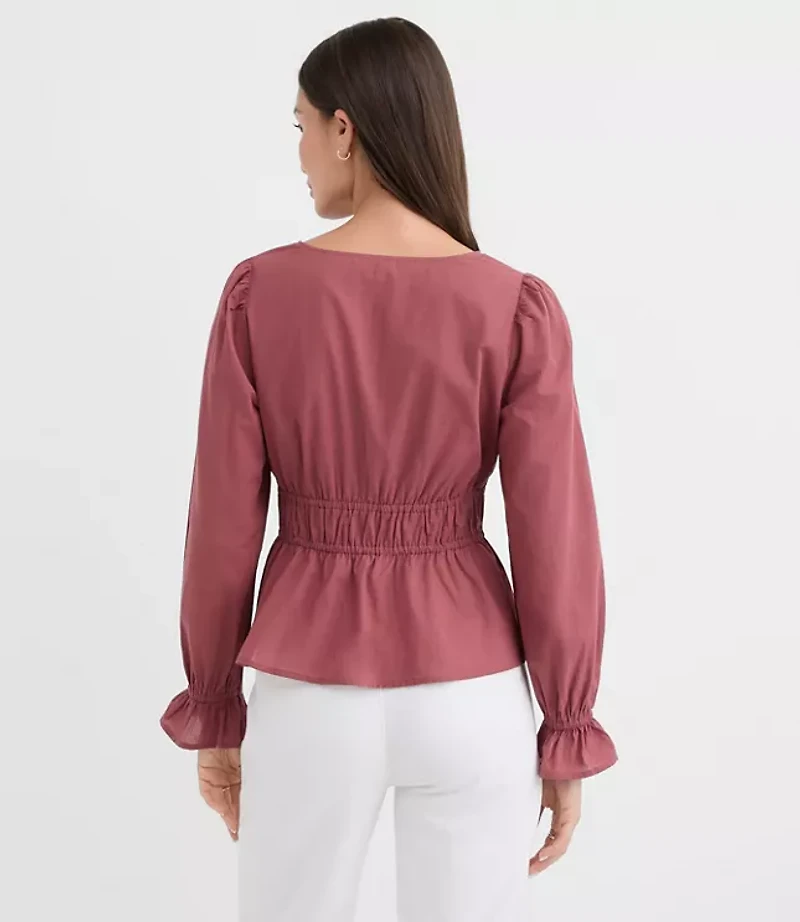 Tie Waist V-Neck Blouse