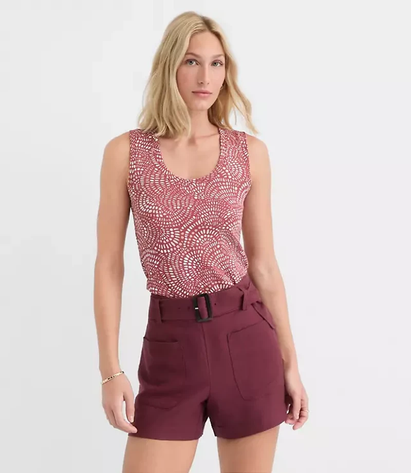 Petite Mosaic Perfect Ribbed Scoop Neck Tank Top
