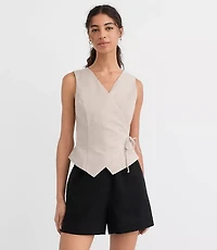 Petite Shimmer Linen Cotton Wrap Tank Top