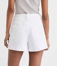 Rivete Petite Curvy Seamed High Rise Denim Shorts White