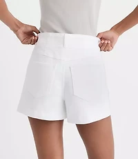 Rivete Petite Seamed High Rise Denim Shorts White
