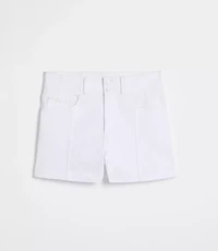 Rivete Petite Seamed High Rise Denim Shorts White