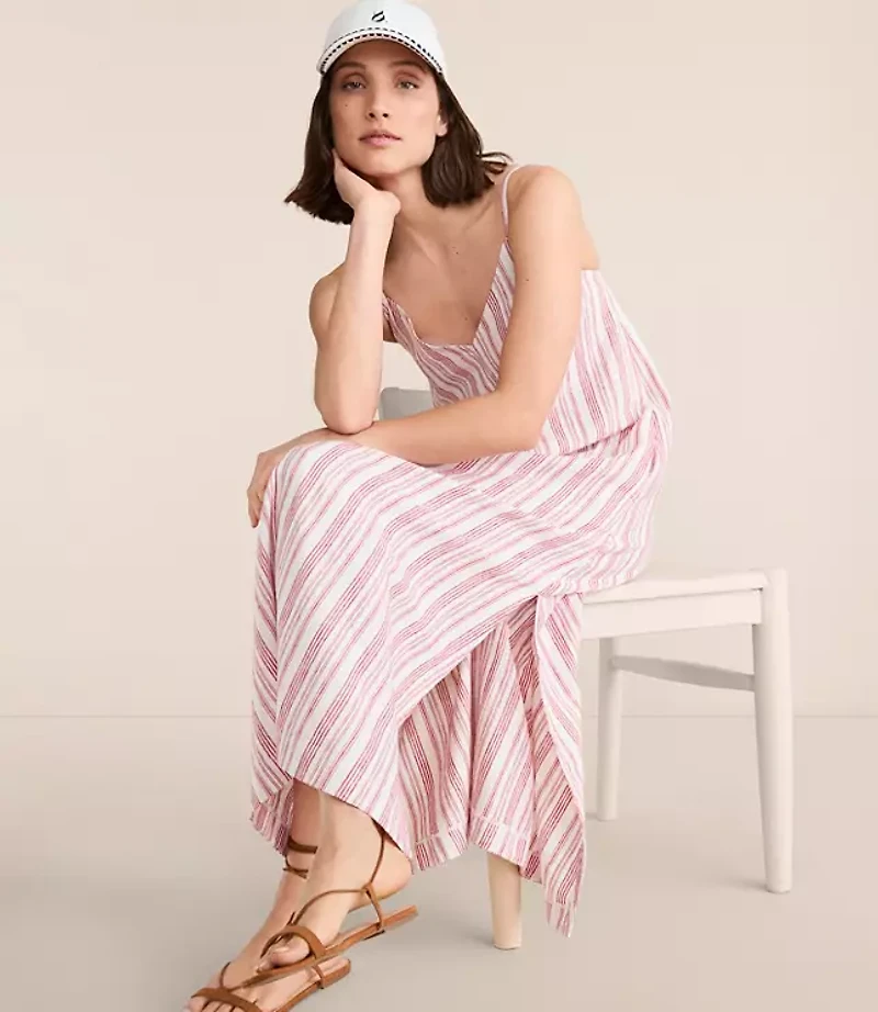 Petite Lou & Grey Striped Linen Cotton Cami Maxi Pocket Dress