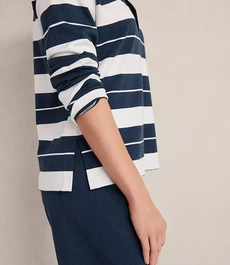 Haven Well Within Organic Cotton Interlock Stripe Johnny Collar Top