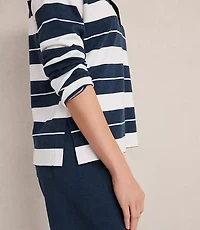 Haven Well Within Organic Cotton Interlock Stripe Johnny Collar Top