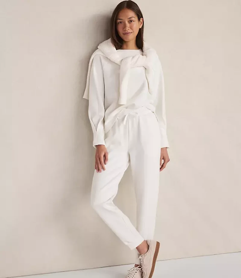 Haven Well Within Soft-Brushed Fleece Pleated Crewneck