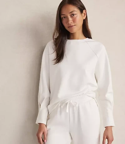 Haven Well Within Soft-Brushed Fleece Pleated Crewneck