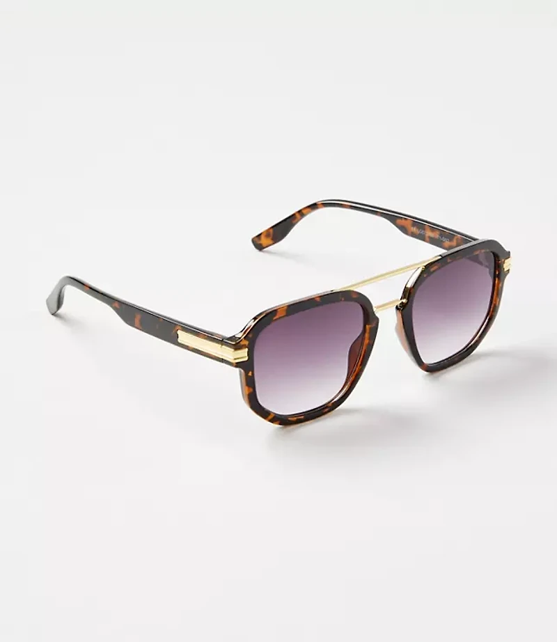 Tortoiseshell Print Modern Aviator Sunglasses