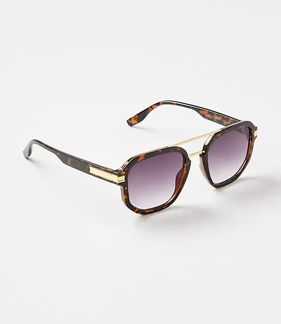 Tortoiseshell Print Modern Aviator Sunglasses