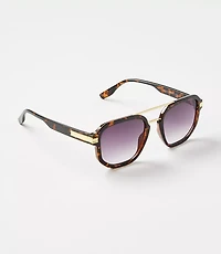 Tortoiseshell Print Modern Aviator Sunglasses