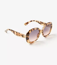 Tortoiseshell Print Oversized Round Sunglasses