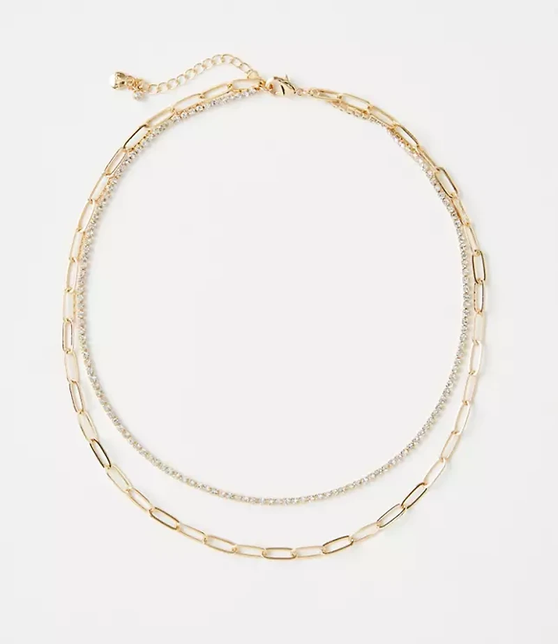 Chain Link Layered Tennis Necklace