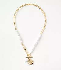 Pearlized Coin Toggle Necklace