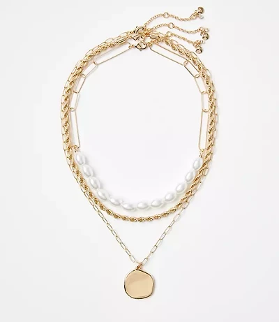 Pearlized Molded Statement Necklace Set