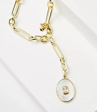 Mother Of Pearl Coin Link Y Necklace