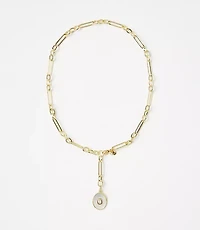 Mother Of Pearl Coin Link Y Necklace