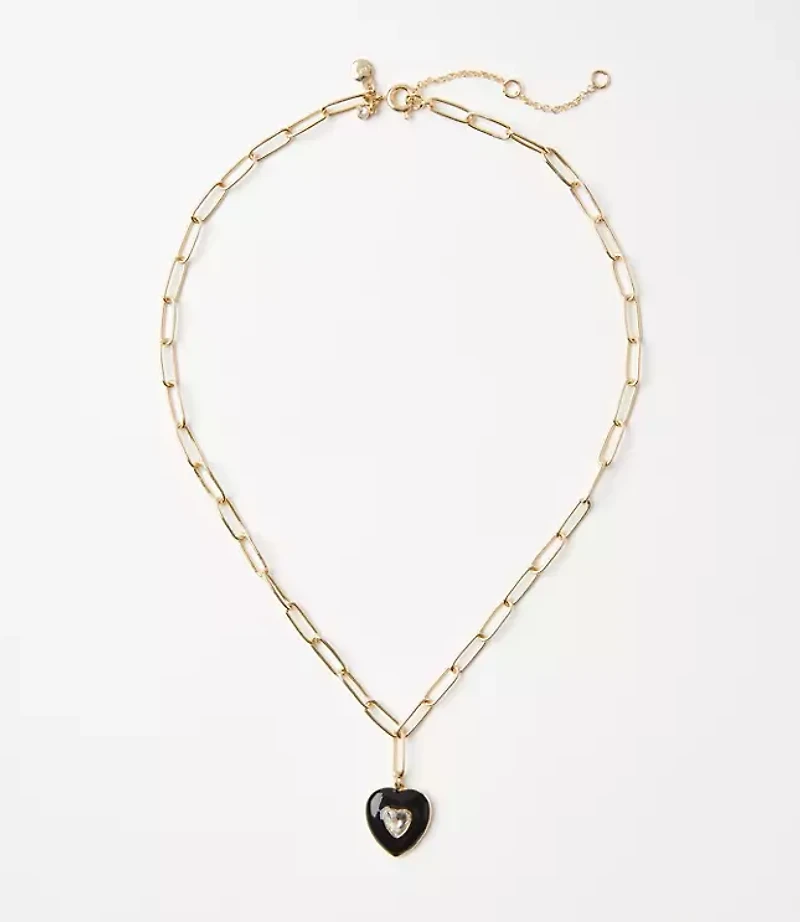 Enamel Heart Chain Link Necklace