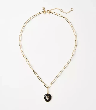 Enamel Heart Chain Link Necklace