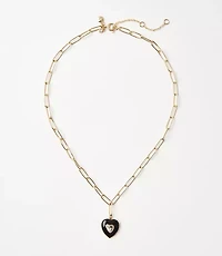 Enamel Heart Chain Link Necklace