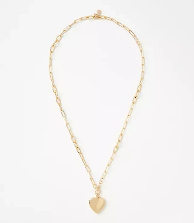 Puffy Heart Chain Link Pendant Necklace
