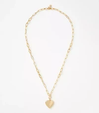 Puffy Heart Chain Link Pendant Necklace