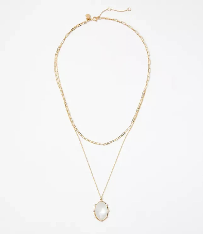 Mother Of Pearl Layered Pendant Necklace