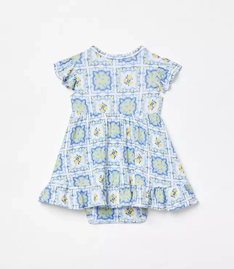 Posh Peanut X LOFT Lemon Cap Sleeve Ruffled Twirl Bodysuit Dress