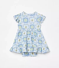 Posh Peanut X LOFT Lemon Cap Sleeve Ruffled Twirl Bodysuit Dress