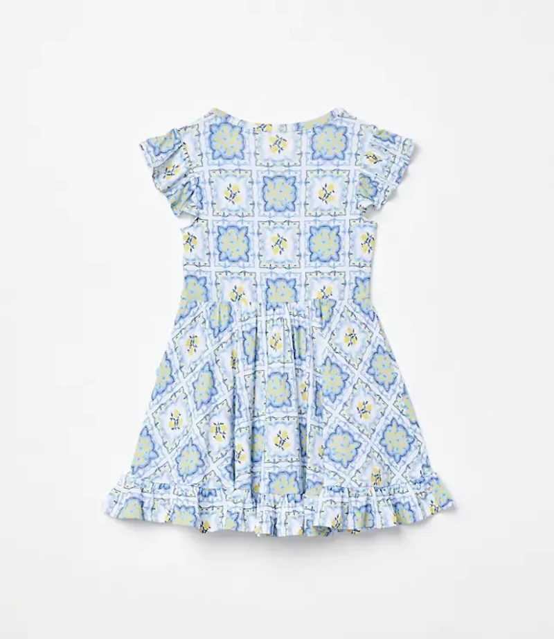 Posh Peanut X LOFT Lemon Cap Sleeve Ruffled Twirl Dress