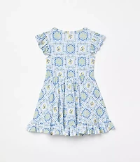 Posh Peanut X LOFT Lemon Cap Sleeve Ruffled Twirl Dress