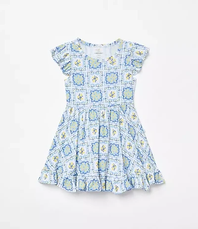Posh Peanut X LOFT Lemon Cap Sleeve Ruffled Twirl Dress