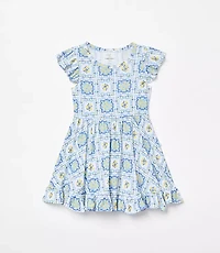 Posh Peanut X LOFT Lemon Cap Sleeve Ruffled Twirl Dress